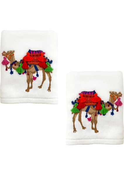 2’li Püsküllü Deve Işlemeli El Havlusu – Animal Serisi fiyatları