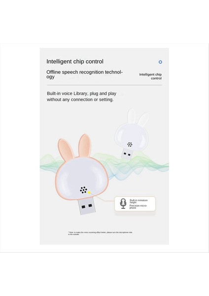 2pcs USB Okuma Lambası, Mini Tavşan Gece Işığı, Akıllı Ses 3 Renkli Masa Lambası Yatak Odası Çocuk Odası Pembe + Beyaz (Yurt Dışından) modelleri