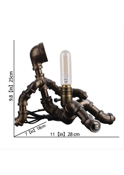 Steampunk Masa Lambası, Robot Tasarımı Endüstriyel Su Borusu Lambası, Retro Dekorasyon, Kişiselleştirilmiş Abd Fişi (Yurt Dışından) indirimleri