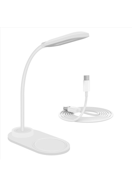 Kablosuz Şarj Cihazı ile Dimmable LED Masa Lambası, Kablosuz Şarj Masası Işık Esnek Döndürme Pres Kontrol Gece Işığı (Yurt Dışından)