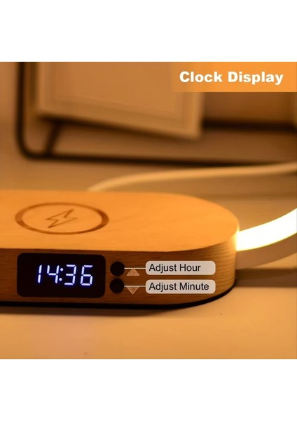 Çok Fonksiyonlu Kablosuz Şarj Cihazı Stand Saat LED Masa Lambası Gece Işık USB Hızlı Şarj Istasyonu Dock iPhone Samsung (Yurt Dışından) fiyatları