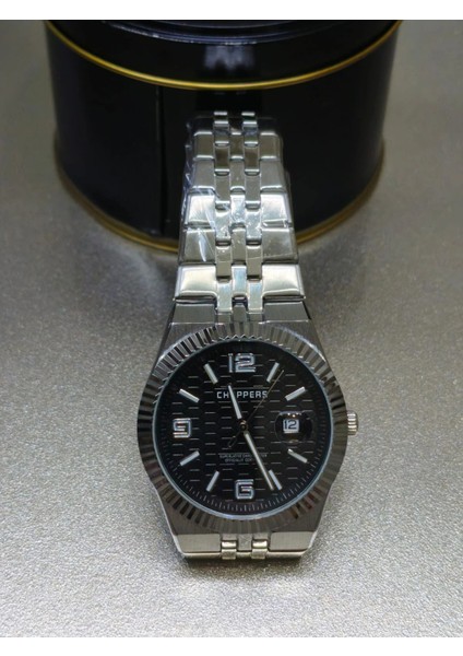 Analog Quartz Makina Metal Erkek Kol Saati Siyah Kadran Su Geçirmez modelleri