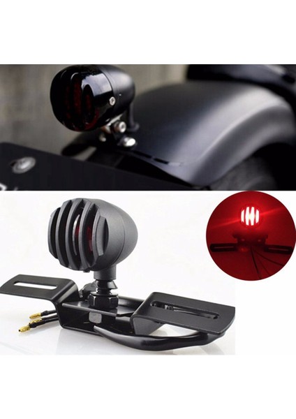 2x Motosiklet Arka Lambası Kırmızı Fren Helikopter Için Plaka Tutucu Kuyruk Işığı ile Işık Tutmayı Durdurun Bobber Cafe Racer (Yurt Dışından)