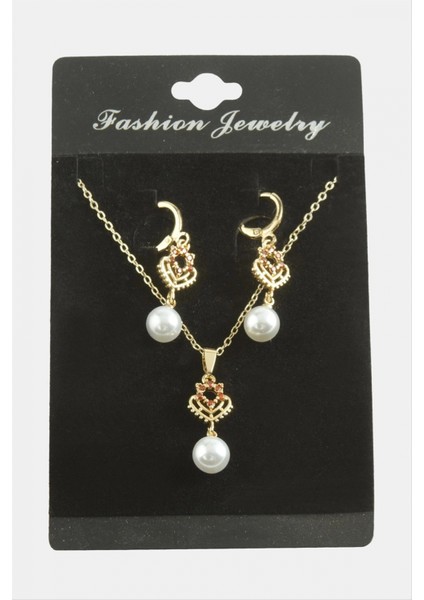 Ieg Kalp Inci Zirkon Taşlı Set Kolye