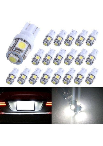 20PCS Süper Beyaz T10 5-Smd 5050 LED Ampuller W5W 2825 158 192 168 194 (Yurt Dışından) fırsatları