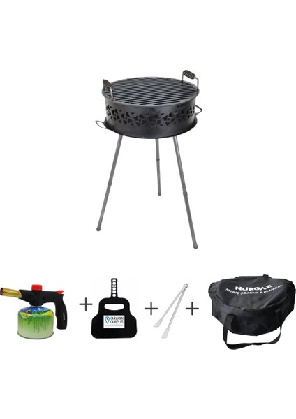 Meriç Ateş Kovası Şömine Maşa Barbekü ve Yelpaze Seti