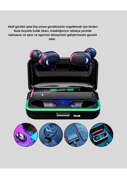 Kablosuz Oyuncu Kulaklığı Powerbank Şarj Kutulu Rgb 5.1 fırsatları