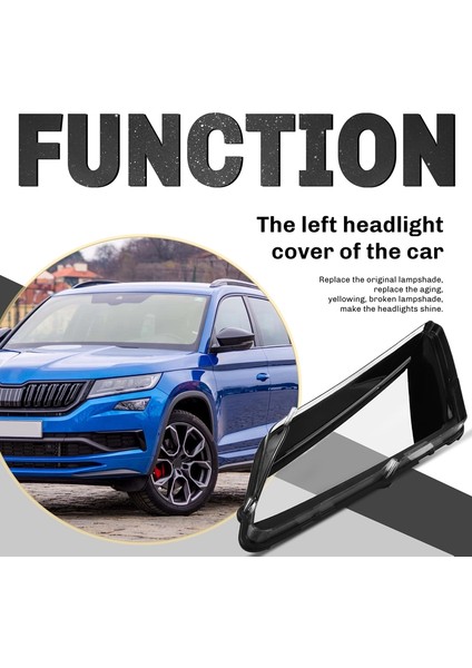 Skoda Kodiaq 2017-21 Için Araba Ön Farlar Kapak Cam Şeffaf Abajurlar Kapak Far Camı Otomatik Işık Muhafazası A (Yurt Dışından)