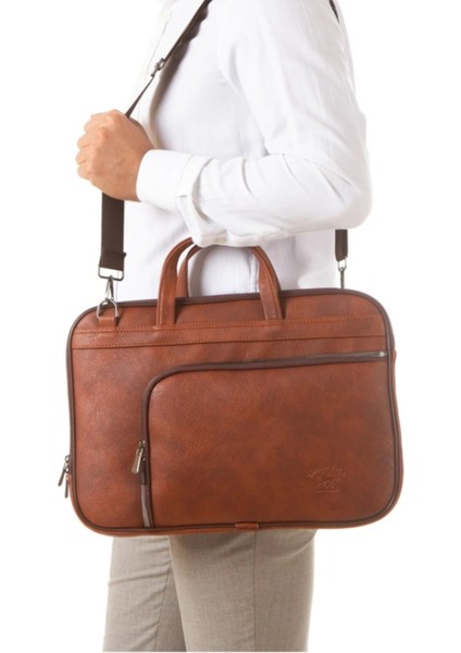 Suni Deri Evrak ve Laptop Çantası-13 Inç