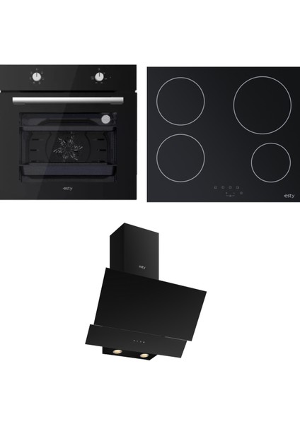 Esty Ankastre Siyah Cam Set ( Turbo Fırın-Elektrikli Ocak )