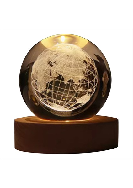Sevgililer Günü Si Galaxy Kristal Top Lambası 3D Planet Moon Lamba USB LED Gece Işığı, C (Yurt Dışından) fiyatları