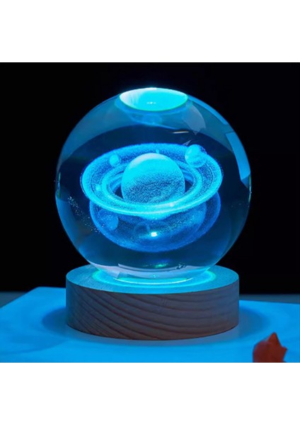 Sevgililer Günü Si Galaxy Kristal Top Lambası 3D Planet Moon Lamba USB LED Gece Işığı, C (Yurt Dışından) indirimleri