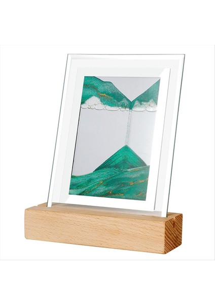 Kum Sanat Hareketli Gece Lambası Zanaat Quicksand 3D Peyzaj Akan Kumlu Resim Kum Saati LED Masa Lambası, Yeşil (Yurt Dışından)