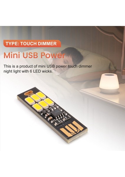 5pcs 6 LED Gece Işığı Soshine USB Güç 1W 5V Dokunmatik Dimmer Sıcak Beyaz Işık Yeni (Yurt Dışından) fırsatları