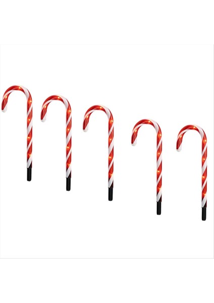 Parlak 5pcs 14 Inç Noel Şeker Kamışı Yol Işaretleri, Noel Yol Işıkları Açık Bahçe Için Sıcak Beyaz Işıklar (Yurt Dışından)