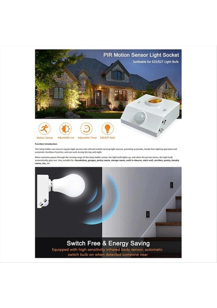 2pcs E27 Lambaheli Sun Soku Sokun Pır Hareket Algılama Anahtarı Lambası Tutucu Somun Soketi Ampul Soketi Ac 85V-265V (Yurt Dışından) fiyatları