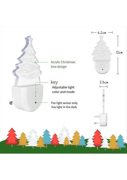 2pcs Noel Ağacı Gece Işığı, Renk Değiştiren Çocuklar Gece Işığı, Geride Dökme Sensörü, Gökkuşağı LED Gece Işığı, Abd Fiş (Yurt Dışından) modelleri
