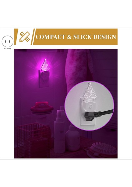 2pcs Noel Ağacı Gece Işığı, Renk Değiştiren Çocuklar Gece Işığı, Geride Dökme Sensörü, Gökkuşağı LED Gece Işığı, Abd Fiş (Yurt Dışından) fırsatları