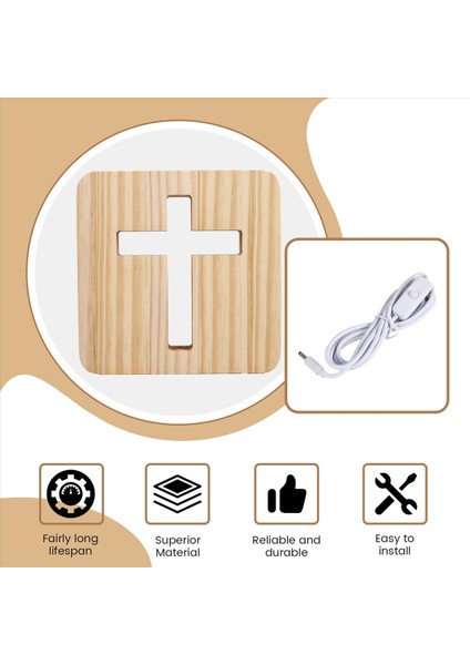 3D LED Lamba Gece Işık USB Masa Masa Masa Lambaları Hıristiyanlık Haç Zanaatları Ev Dekorasyon Ahşap Çapraz (Yurt Dışından) fırsatları