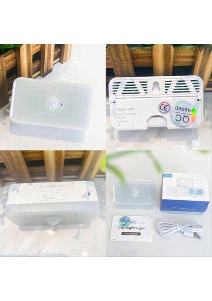 Pir Gece Işığı Akıllı Insan Vücut Sensörü Lambası Ev Koridoru Kabine Yatak Odası Tipik Eklenti LED Başucu Gece Işık-B (Yurt Dışından) indirimleri