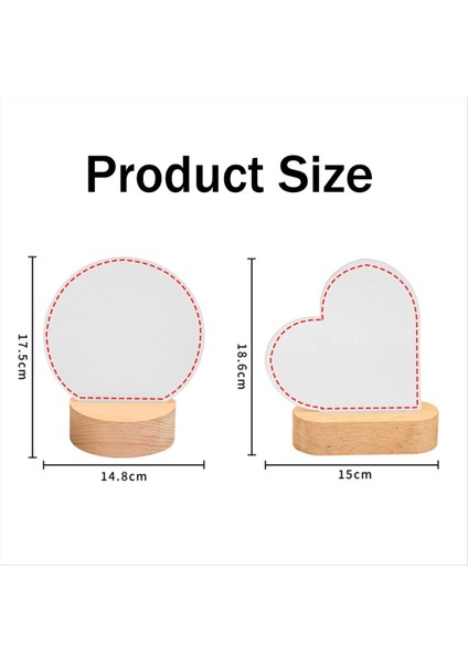 Süblimasyon LED Akrilik Fotoğraf Çerçeveleri Sıcak Renk Işığı ile Gece Işıkları, Ahşap Isı Pres Baskı Kalbi (Yurt Dışından) fırsatları