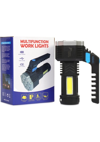 PS-3879 USB Şarj Göstergeli Şarj Edilebilir 7*xpe +Cob LED El Feneri fiyatları