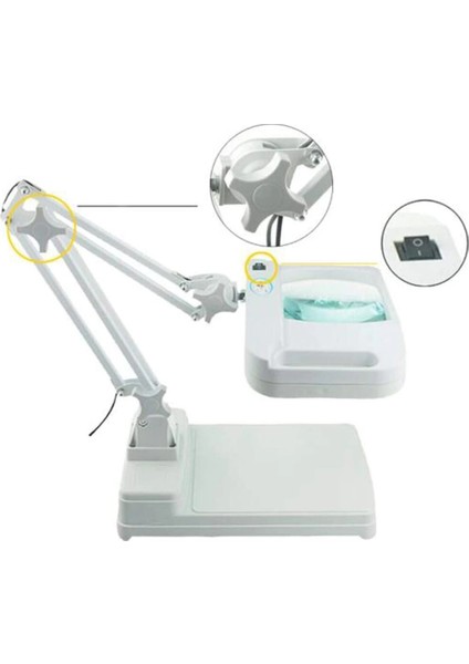 5x 10X Büyüteç LED Işıklı Süper Parlak Enerji Tasarruflu Masa Lambası LT861 fırsatları