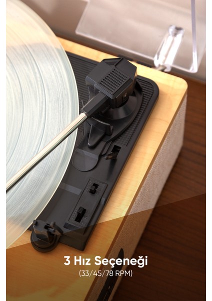 Dahili Hoparlörlü Pikap Müzik Kutusu Usb+Rca+Bluetooth FR-P1990 Velura