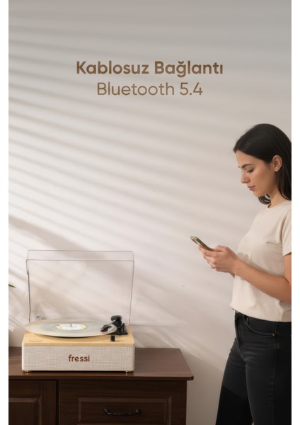 Dahili Hoparlörlü Pikap Müzik Kutusu Usb+Rca+Bluetooth FR-P1990 Velura