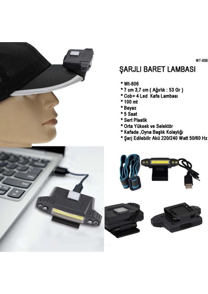 Şarjlı Baret Lambası WT-606