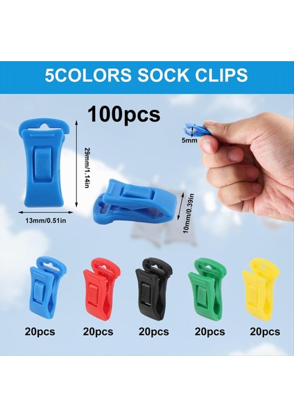 Çamaşır Makinesi ve Kurutucu Için 100 Çorap Klipsleri Kanca, Taşınabilir Kanca Çorap Klipsleri Doğrudan Çekmecede Katlanmadan (Yurt Dışından) fırsatları