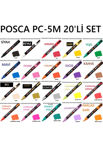 Pc-5m Boyama Markörü 20'li Set
