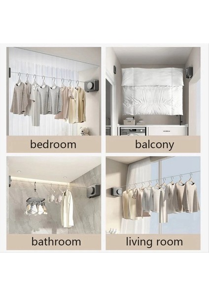 Duvara Monte Edilmiş Geri Çekilebilir Çamaşır Yıkanabilir Çamaşırhane Askı Kurutma Rafı Görünmez Gerilebilir Kıyafet Hattı, Beyaz (Yurt Dışından) modelleri