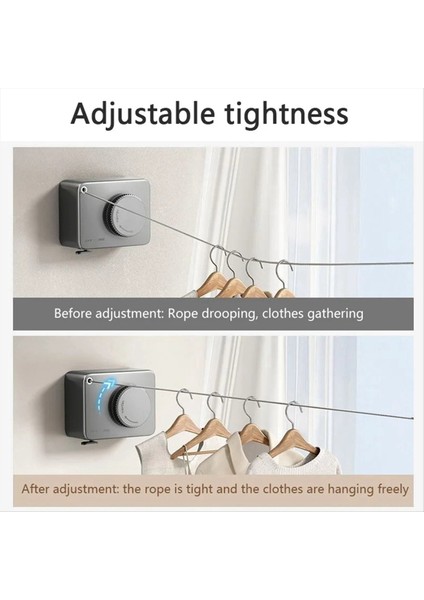 Duvara Monte Edilmiş Geri Çekilebilir Çamaşır Yıkanabilir Çamaşırhane Askı Kurutma Rafı Görünmez Gerilebilir Kıyafet Hattı, Beyaz (Yurt Dışından) indirimleri