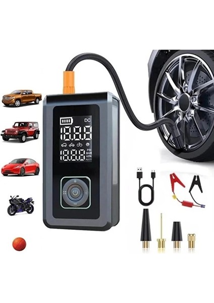 Multi Function Jump Ter Şarjlı Lastik Şişirme Pompası Akü Takviye Acil Durum LED Işık fiyatları