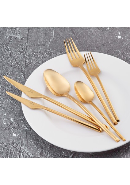 5500 12 Kişilik 84 Parça Altın Çatal Kaşık Bıçak Takımı modelleri