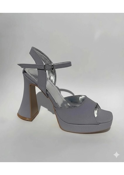 K051 Mavi 12 cm Platform Topuklu Kadın Ayakkabı