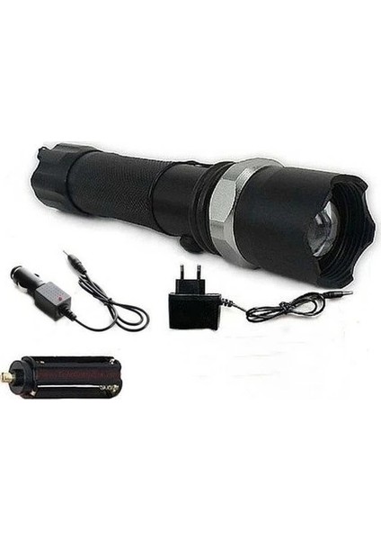 KM-110 Profesyonel Şarjlı El Feneri Ledli+Flashlight+Zoom Özellikli Aparatlı 6 Parça Full Set modelleri