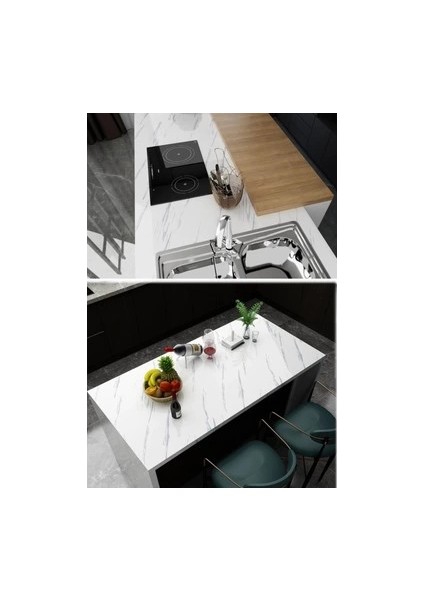 Beyaz Mermer Desenli Yapışkanlı Tezgah Folyosu (3 Mt.x 60 Cm) modelleri