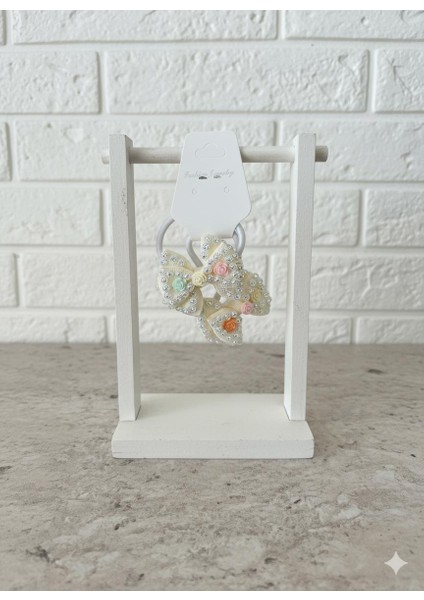 Pırıltılı Kurdela ve Pastel Gül Detaylı Toka Seti (Çift)