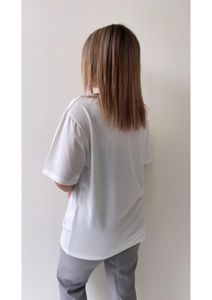 Kabartmalı Cute Daisy Tişört Ekru Bej