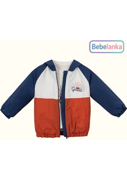 Erkek Çocuk Renk Bloklu Kapüşonlu Yağmurluk Tişört Kot Pantolon 3'lü Takım fiyatları