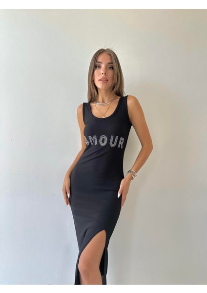 Fitilli Yırtmaçlı Amour Elbise Siyah fiyatları