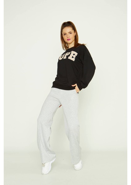 Hope Yazılı Sweatshirt Siyah
