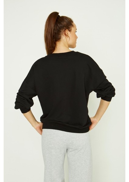 Hope Yazılı Sweatshirt Siyah