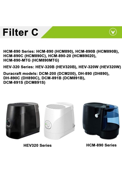 Honeywell HC-888, Filtre C, Honeywell HCM-890 HEV-320 Için Tasarlanmış Honeywell HC-888, HC-888N, Filtre C Için 3 Paket Nemlendirici Filtreler (Yurt Dışından) fırsatları