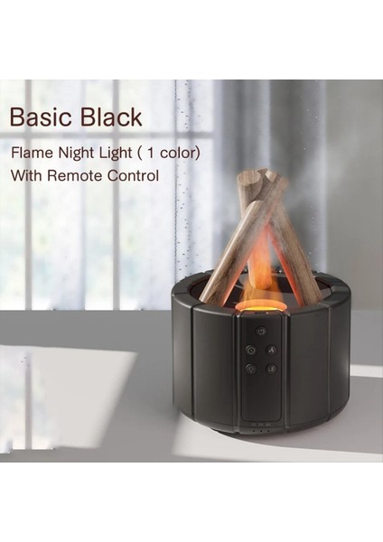 Simüle Edilmiş Alev Difüzör Şenlik Ateşi Hava Nemlendiricisi Ultrasonik Serin Sis Yapıcı Sisli LED Uçucu Yağ Lambası Difüsör, Siyah (Yurt Dışından) fırsatları