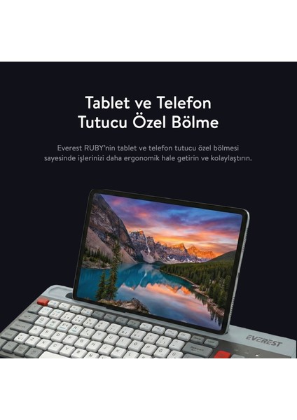 Kb-88 Ruby Siyah-Gri Kablosuz 2.4g + Bluetooth Bt1 Bt2 Çoklu Cihaz Bağlantılı Türkçe Q Ince Klavye indirimleri