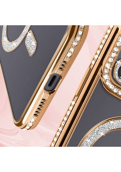 Apple iPhone 11 Uyumlu Taşlı Magsafe Şarj Özellikli Kamera Korumalı Simli Kılıf fırsatları