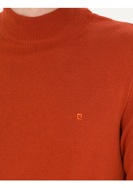 Erkek Kiremit Slim Fit Yarım Balıkçı Yaka Basic Triko Kazak 50276161-VR031